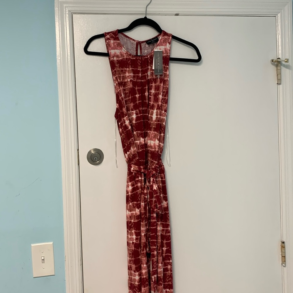 Lane Bryant 18/20 tie waist sleeveless dress burgundy or cranberry comfy boho